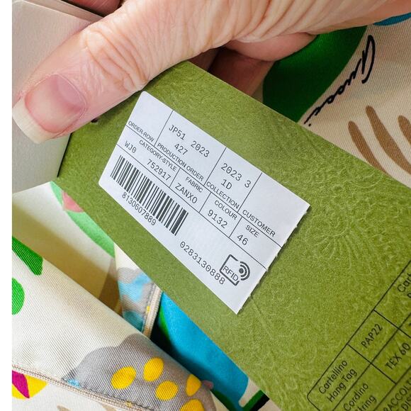 NWT Gucci Silk Tan Pink Blue Multi Floral Leaf Printed Blouse 46 / XL - Picture 11 of 16